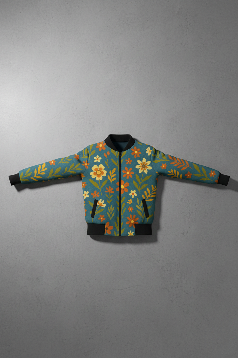 Women’s Floral Bomber Jacket – Stylish Regular Fit