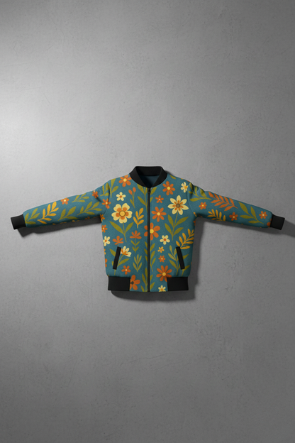 Women’s Floral Bomber Jacket – Stylish Regular Fit