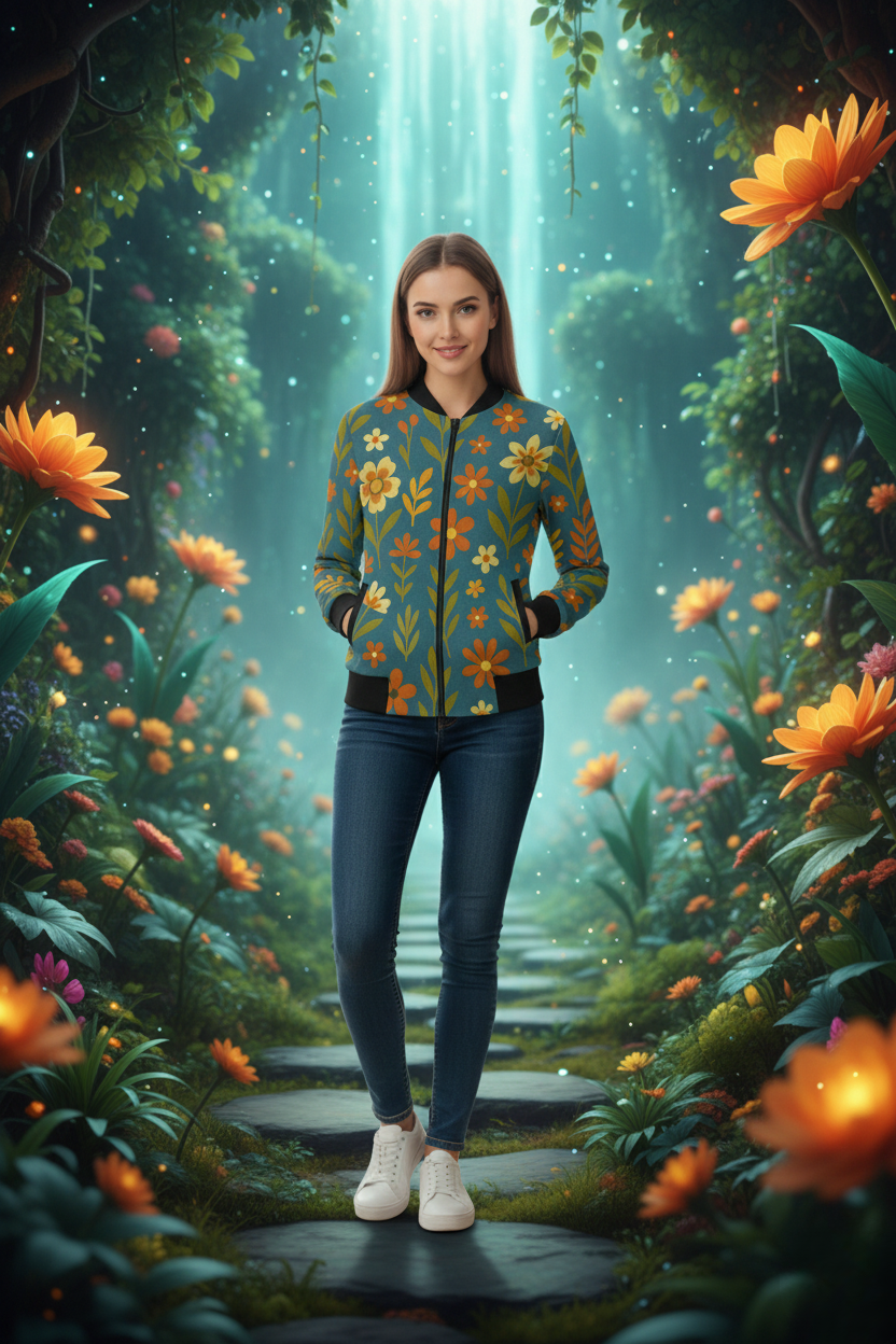Women’s Floral Bomber Jacket – Stylish Regular Fit