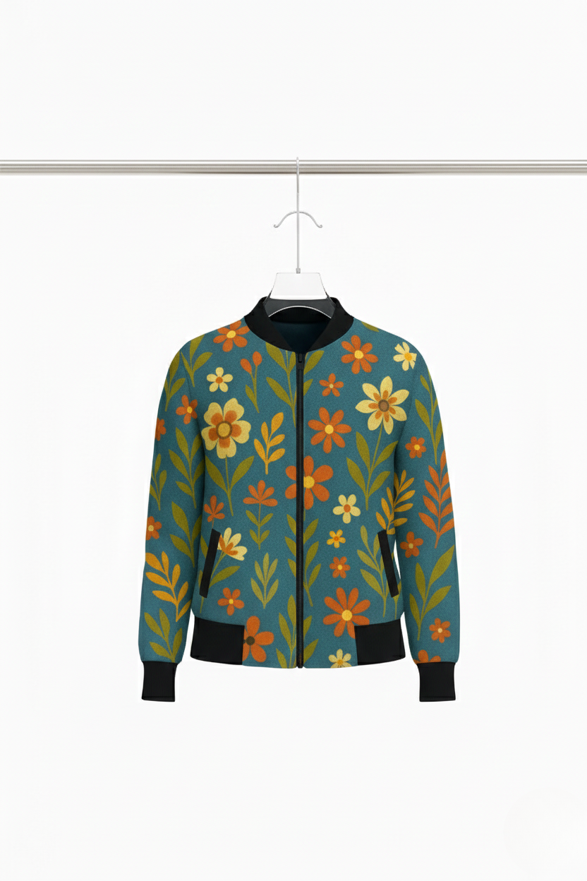 Women’s Floral Bomber Jacket – Stylish Regular Fit