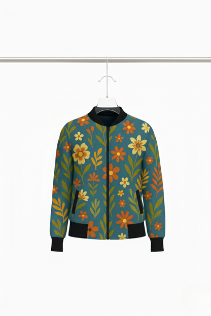 Women’s Floral Bomber Jacket – Stylish Regular Fit