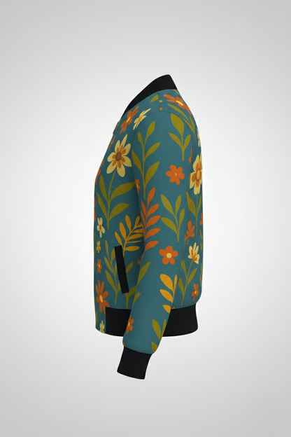 Women’s Floral Bomber Jacket – Stylish Regular Fit