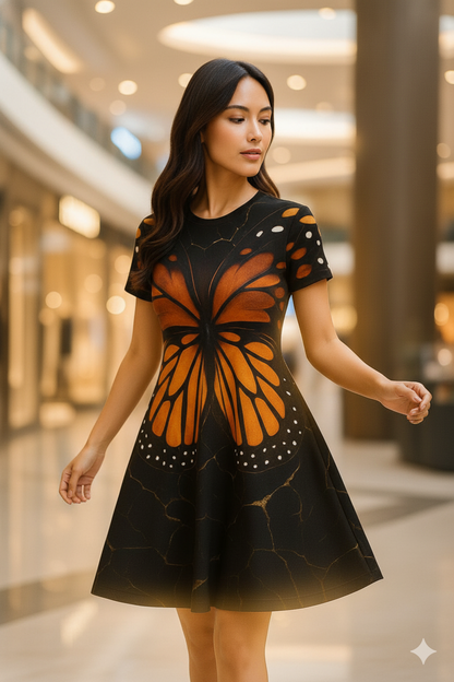 Women’s Monarch Butterfly Wing Dress – Elegant A-Line Summer Outfit