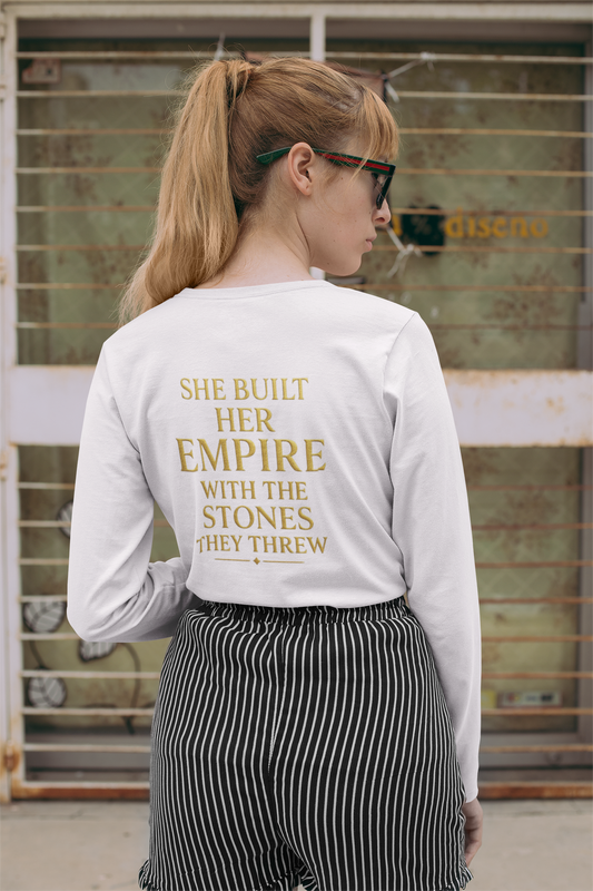 “She Built Her Empire – Women’s Motivational Quote T-Shirt (Gold)”