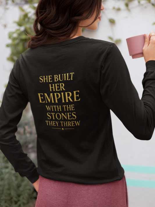 “She Built Her Empire – Women’s Motivational Quote T-Shirt (Gold)”