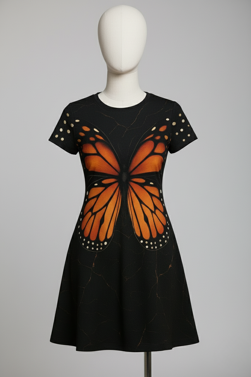 Women’s Monarch Butterfly Wing Dress – Elegant A-Line Summer Outfit