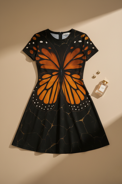 Women’s Monarch Butterfly Wing Dress – Elegant A-Line Summer Outfit