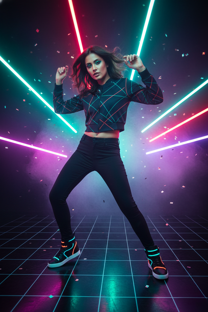 Neon Pattern Women’s Bomber Jacket – Premium Printed Crop Jacket | Streetwear Style