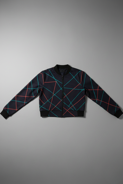 Neon Pattern Women’s Bomber Jacket – Premium Printed Crop Jacket | Streetwear Style