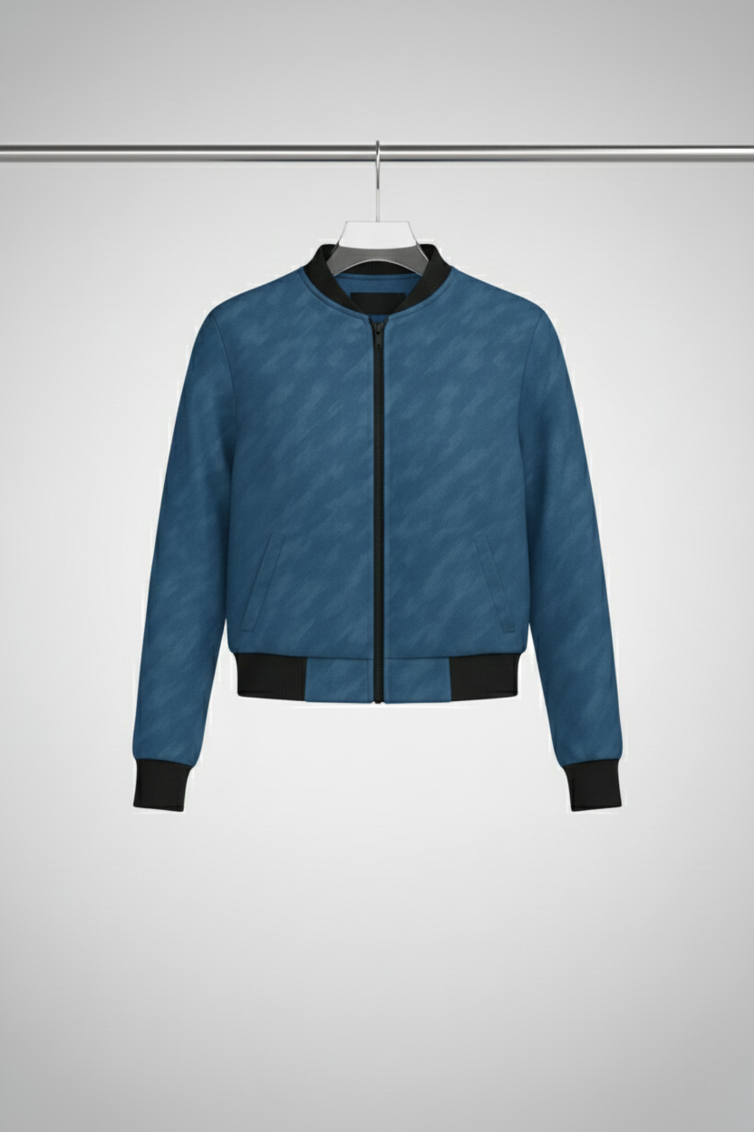 Women’s Blue Pattern Bomber Jacket –