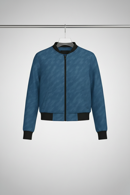 Women’s Blue Pattern Bomber Jacket –