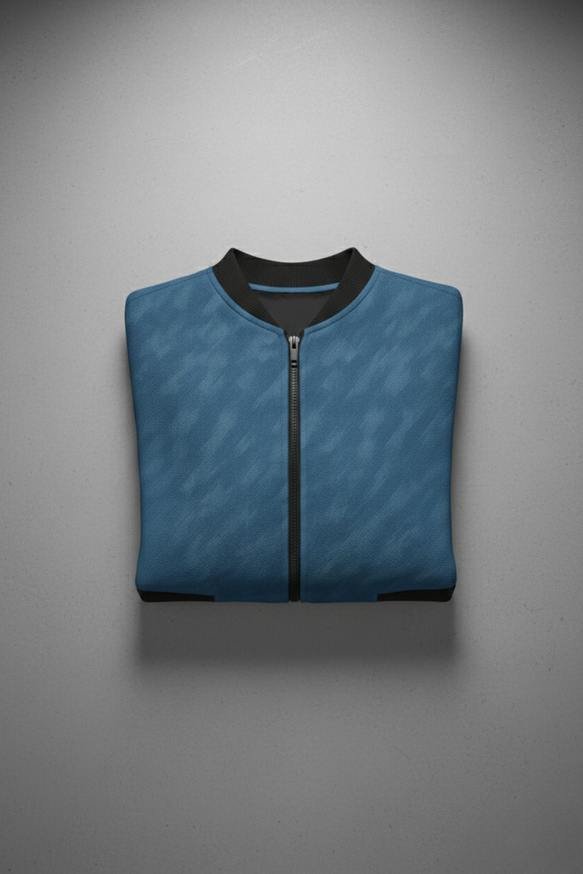 Women’s Blue Pattern Bomber Jacket –