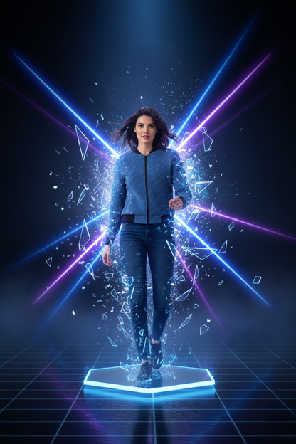 Women’s Blue Pattern Bomber Jacket –