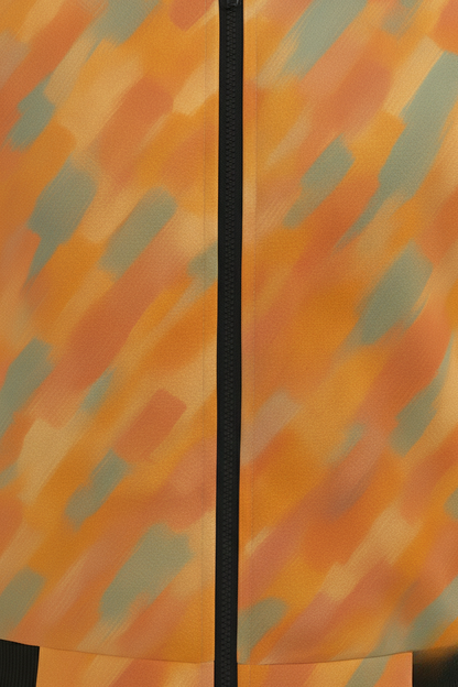 Orange Abstract Pattern Bomber Jacket – Premium Designer Wear for Modern Style