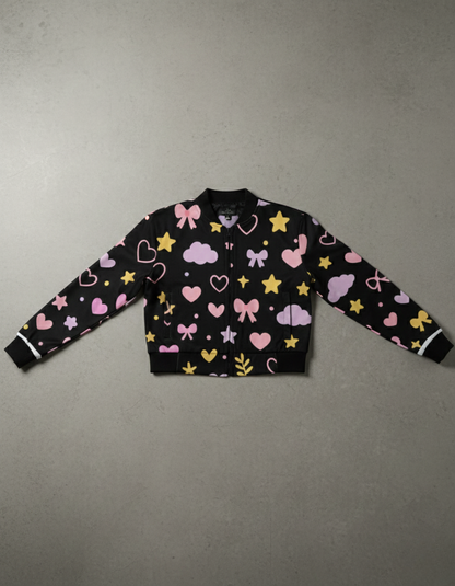 Women’s Cute Hearts & Stars Bomber Jacket –