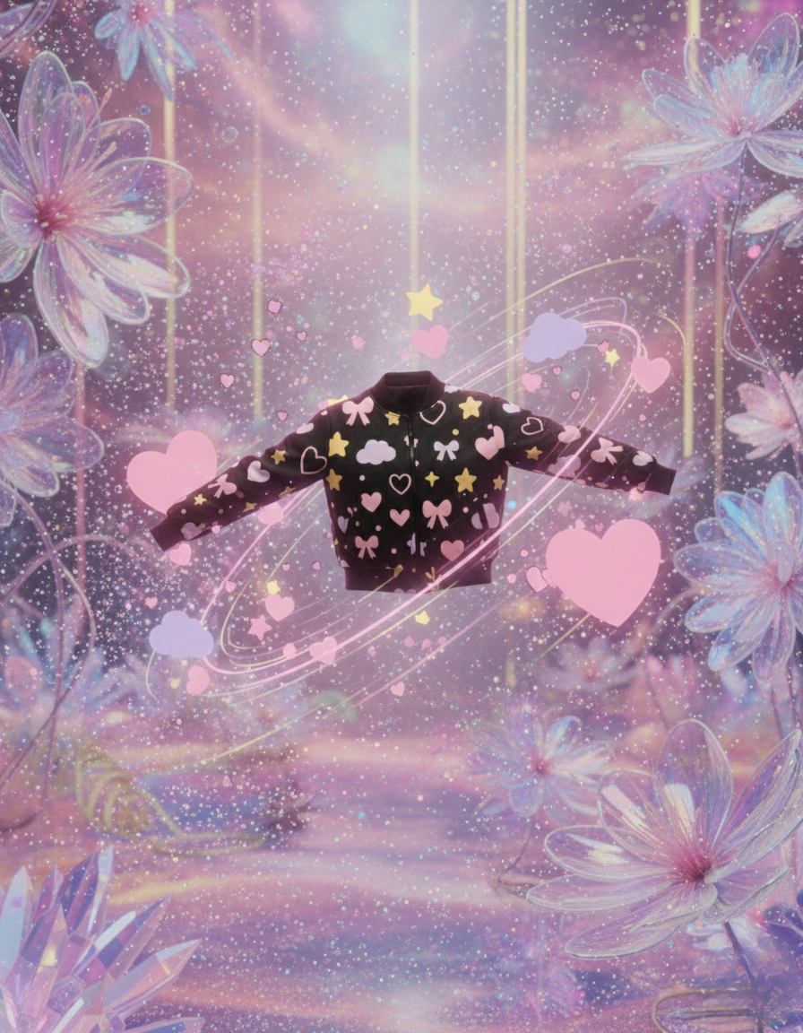 Women’s Cute Hearts & Stars Bomber Jacket –